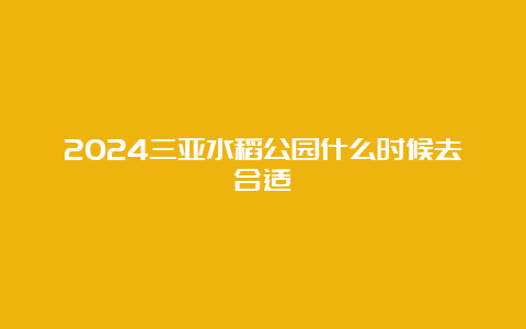 2024三亚水稻公园什么时候去合适