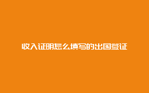 收入证明怎么填写的出国签证