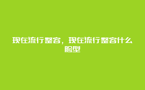 现在流行整容，现在流行整容什么脸型