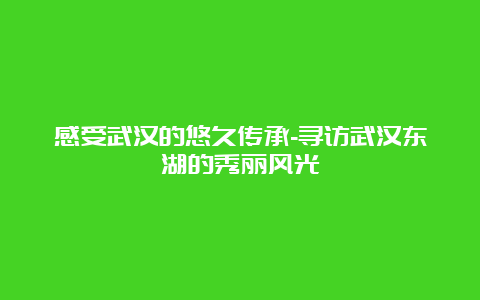 感受武汉的悠久传承-寻访武汉东湖的秀丽风光