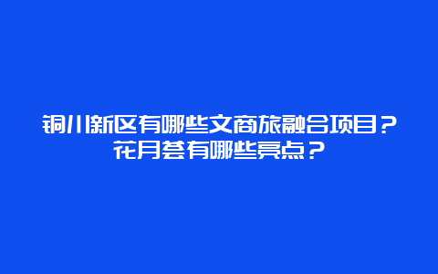 铜川新区有哪些文商旅融合项目？花月荟有哪些亮点？