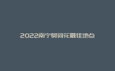 2022南宁赏荷花最佳地点