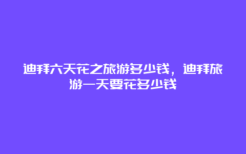 迪拜六天花之旅游多少钱，迪拜旅游一天要花多少钱