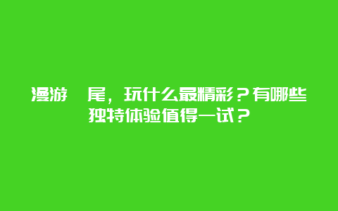 漫游汕尾，玩什么最精彩？有哪些独特体验值得一试？