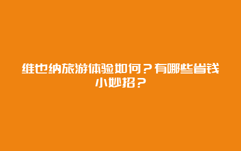 维也纳旅游体验如何？有哪些省钱小妙招？