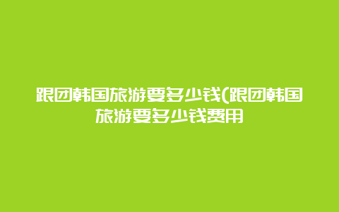 跟团韩国旅游要多少钱(跟团韩国旅游要多少钱费用