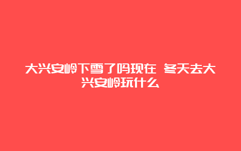 大兴安岭下雪了吗现在 冬天去大兴安岭玩什么