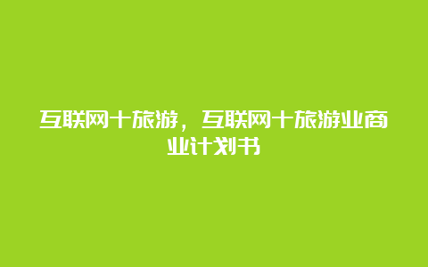 互联网十旅游，互联网十旅游业商业计划书