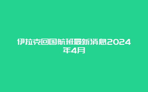 伊拉克回国航班最新消息2024年4月