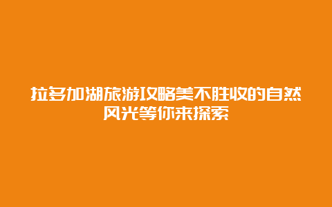 拉多加湖旅游攻略美不胜收的自然风光等你来探索