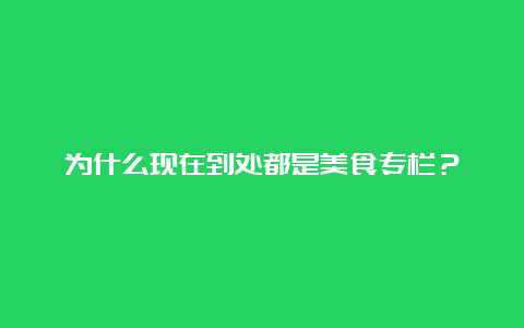 为什么现在到处都是美食专栏？