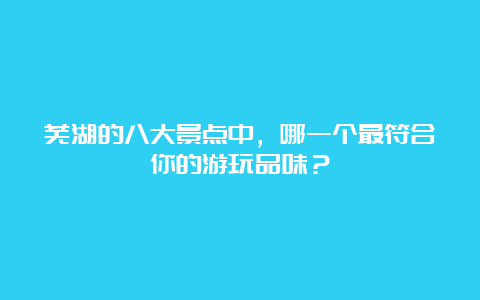 芜湖的八大景点中，哪一个最符合你的游玩品味？