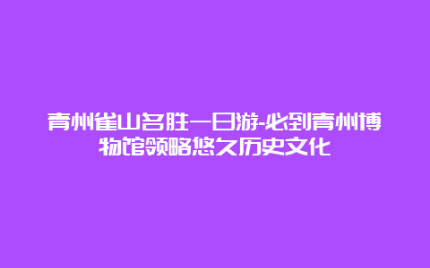 青州雀山名胜一日游-必到青州博物馆领略悠久历史文化