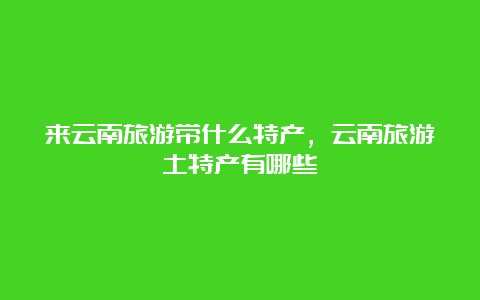 来云南旅游带什么特产，云南旅游土特产有哪些