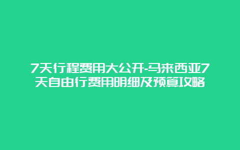 7天行程费用大公开-马来西亚7天自由行费用明细及预算攻略