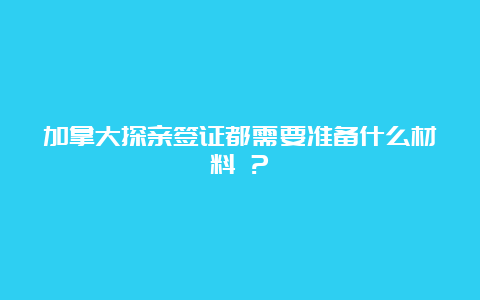 加拿大探亲签证都需要准备什么材料 ?