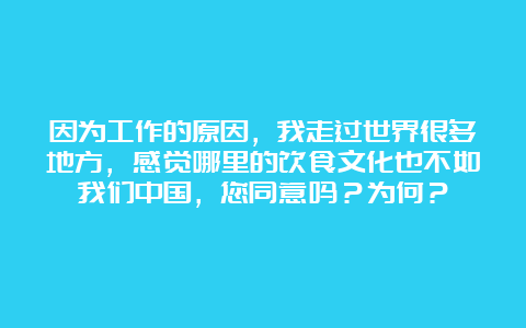 因为工作的原因，我走过世界很多地方，感觉哪里的饮食文化也不如我们中国，您同意吗？为何？