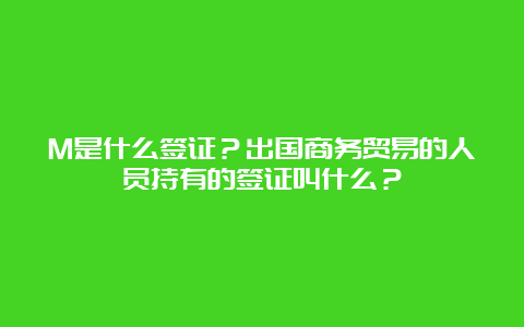 M是什么签证？出国商务贸易的人员持有的签证叫什么？