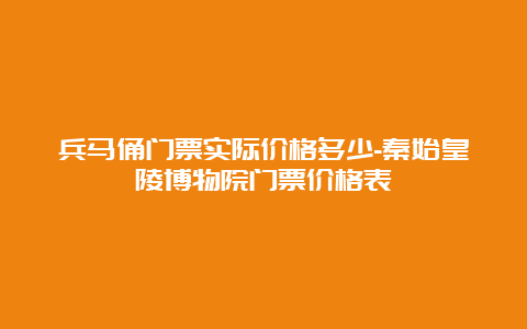 兵马俑门票实际价格多少-秦始皇陵博物院门票价格表