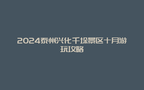 2024泰州兴化千垛景区十月游玩攻略