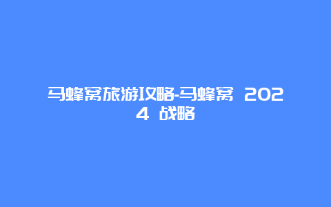 马蜂窝旅游攻略-马蜂窝 2024 战略