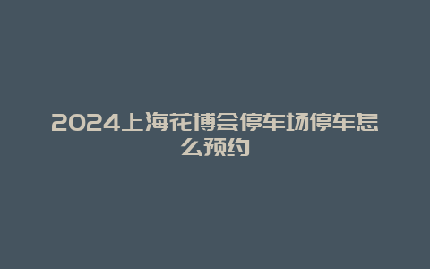 2024上海花博会停车场停车怎么预约