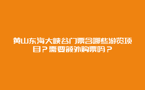 黄山东海大峡谷门票含哪些游览项目？需要额外购票吗？