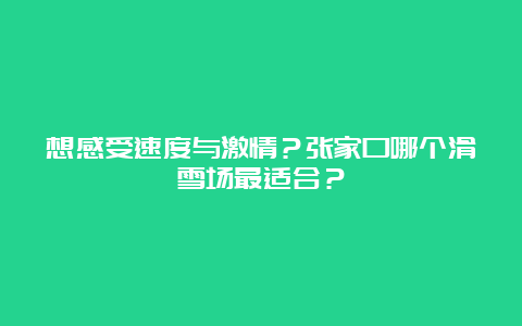 想感受速度与激情？张家口哪个滑雪场最适合？