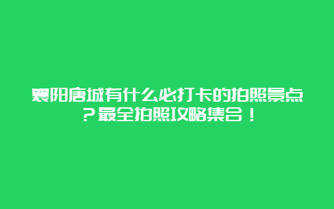 襄阳唐城有什么必打卡的拍照景点？最全拍照攻略集合！