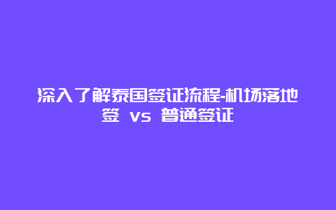 深入了解泰国签证流程-机场落地签 vs 普通签证