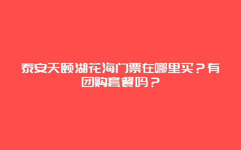 泰安天颐湖花海门票在哪里买？有团购套餐吗？