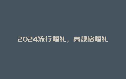 2024流行婚礼，高规格婚礼