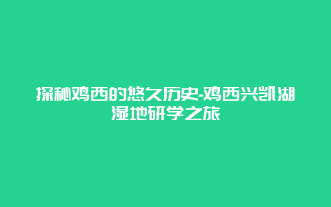 探秘鸡西的悠久历史-鸡西兴凯湖湿地研学之旅