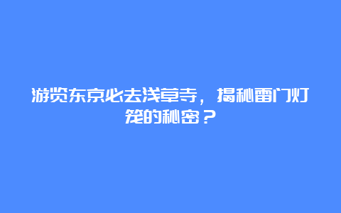 游览东京必去浅草寺，揭秘雷门灯笼的秘密？