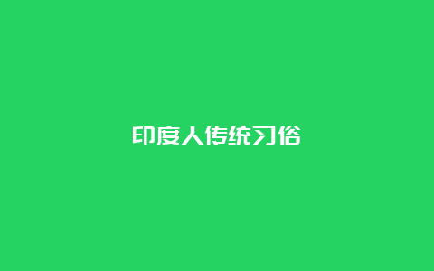 印度人传统习俗