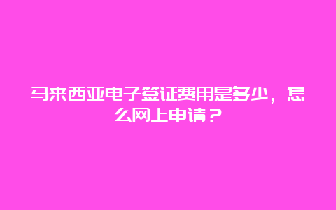 马来西亚电子签证费用是多少，怎么网上申请？