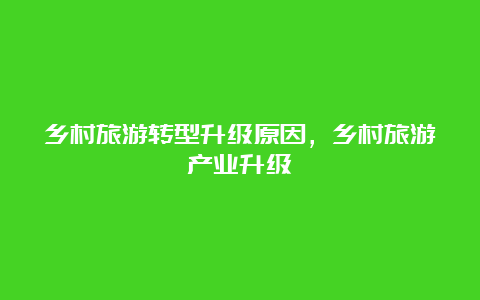 乡村旅游转型升级原因，乡村旅游产业升级