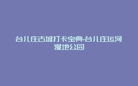 台儿庄古城打卡宝典-台儿庄运河湿地公园