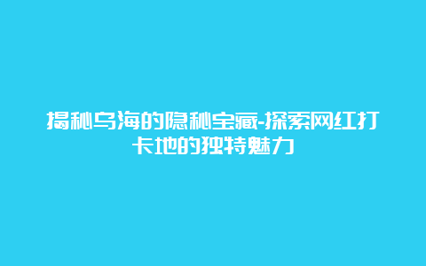 揭秘乌海的隐秘宝藏-探索网红打卡地的独特魅力