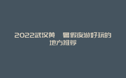 2022武汉黄陂暑假夜游好玩的地方推荐