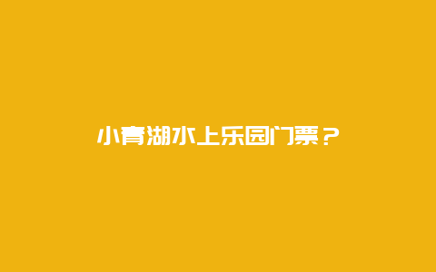 小青湖水上乐园门票？