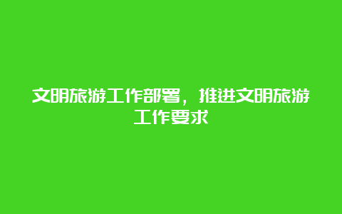 文明旅游工作部署，推进文明旅游工作要求