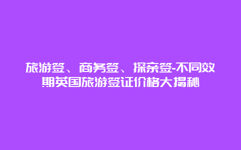 旅游签、商务签、探亲签-不同效期英国旅游签证价格大揭秘