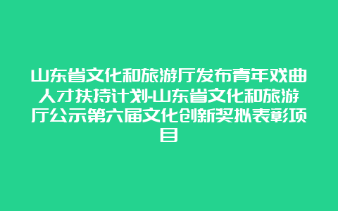 山东省文化和旅游厅发布青年戏曲人才扶持计划-山东省文化和旅游厅公示第六届文化创新奖拟表彰项目