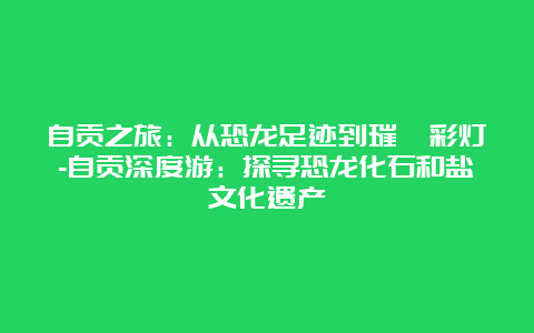 自贡之旅：从恐龙足迹到璀璨彩灯-自贡深度游：探寻恐龙化石和盐文化遗产