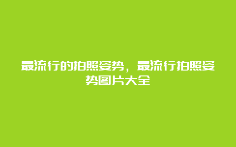 最流行的拍照姿势，最流行拍照姿势图片大全