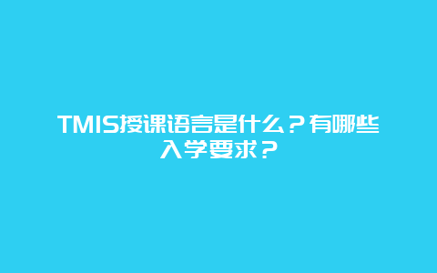 TMIS授课语言是什么？有哪些入学要求？