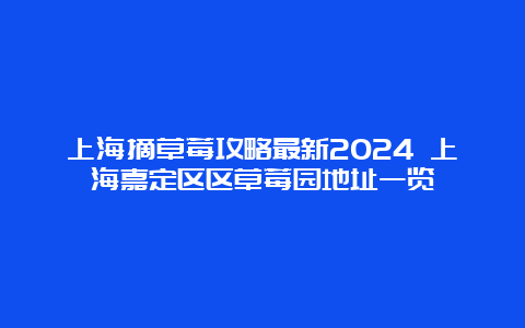 上海摘草莓攻略最新2024 上海嘉定区区草莓园地址一览