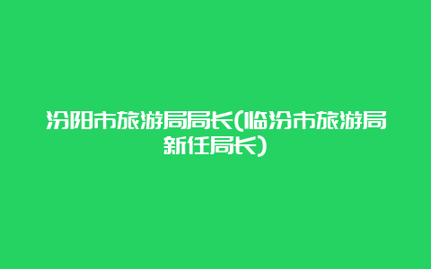 汾阳市旅游局局长(临汾市旅游局新任局长)