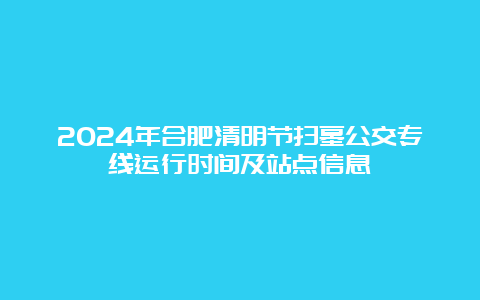 2024年合肥清明节扫墓公交专线运行时间及站点信息